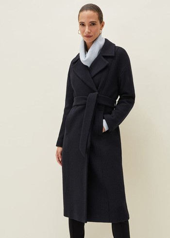 Phase Eight Carlotta Wrap Wool Coats Navy Canada | HFKMOB-726